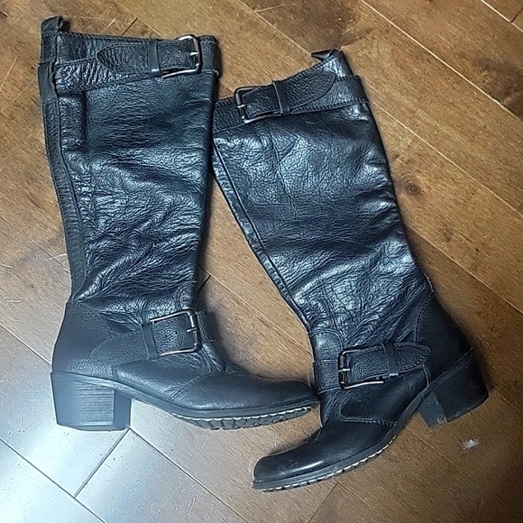 Tall leather biker boots - Picture 1 of 5
